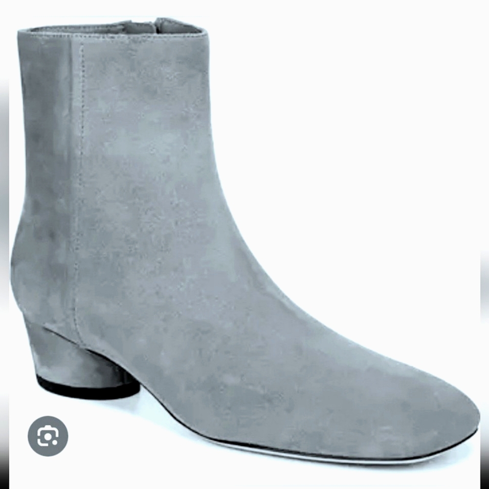 Vince Rockville Stone Gray Leather Bootie (Women)